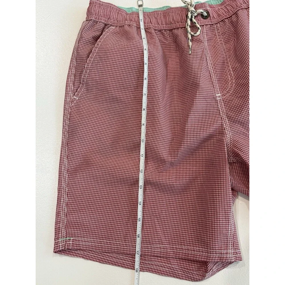 Boden London Men's 34 Swim Trunks Red/White Checkered With Pockets